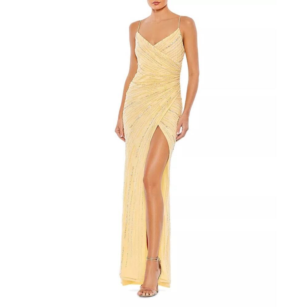 Mac Duggal Sleeveless Deep V-Neck Faux Wrap Evening Dress Size 6 NWT